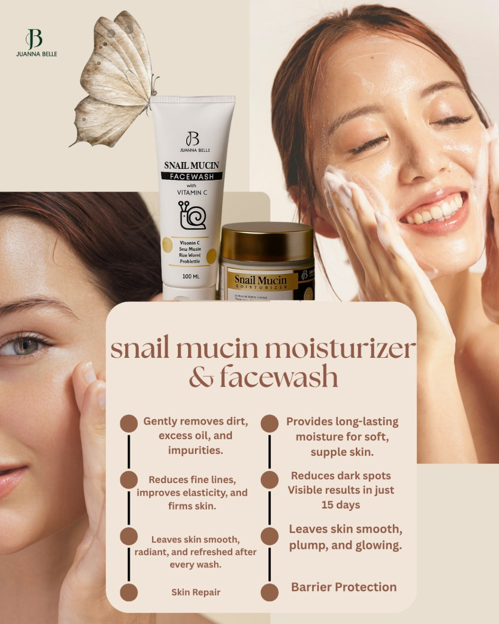 Snail Mucin Moisturizer & Snail Mucin Face Wash With Vitamin C